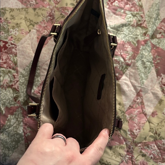 Michael Kors Burgundy Saffiano Leather Tote with Gold Hardware - Picture 6 of 9